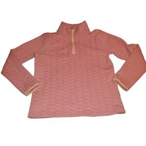 J Crew Crewcuts Size 10/11 Girls 1/4 Zip Up Heart Sweatshirt Pink